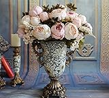 Calcifer?20'' Silk Flowers Artificial Peony Bouquet For Home Decoration/Wedding Decor (Light Pink) b