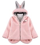 Plus Nao(プラスナオ) 子供用 ジップアップパーカー フリースパーカー フード付き 長袖 トップス アウター 耳付きフード ウサ耳 しっぽ付き ピンク 80