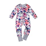 PER　ベビー服　幼児　ロンパース　カバーオール　綿　花柄　前開き　長袖　可愛い　柔らかい　快適　シッパー付き (100)
