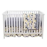Yellow Tulip 3 Piece Baby Crib Bedding Set - Skirt, Coverlet and Grey Dot Sheet by Balboa Baby