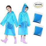 子Rain Ponchos、2パックポータブル再利用可能なRaincoats 6 – 12才
