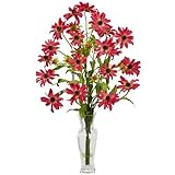 Nearly Natural 1172-RD Cosmos with Vase Silk Flower Arrangement Red [並行輸入品]