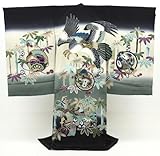 男物 お宮参り 着物「正絹の黒地に大鷲」金彩・産着・祝着・omiyamairi・おみやまいり・kimono・出産祝い