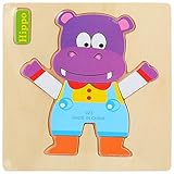 POTOJP 木製パズル 小さな立体パズ 立体の木製組立キット　 サイ (24種類展開)　 Mini 3D Puzzle Kids Educational Funny Toy　積み木　木のおもちゃ 組