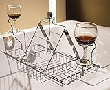 BasongメタルExpandable Bathtub Caddy読書でトレイラックとワイングラスホルダー( 25 – 34 ) x3.3 X 7.9インチ