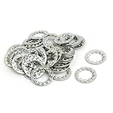 uxcell ロックワッシャー 12mm内径 炭素鋼 亜鉛メッキ 内部鋸歯状 40個入り