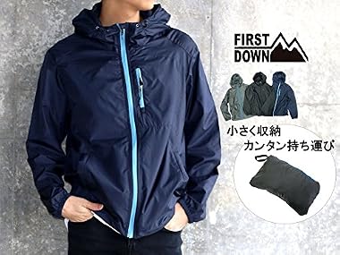 FIRST DOWN(ファーストダウン) パーカー ウィンドブレーカー 刺繍 ロゴ パッカブル メンズ ブラック M