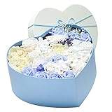 Sund ソープフラワー 枯れない ローズ　ハートボックス　ギフト プレゼント せっけん　結婚記念日 誕生日 退職 ボックス付 選べる5色 ブルー