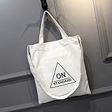 JIEKERY キャンバス バッグ トート バッグ ショルダー バッグ ハンドバッグ 可愛い 帆布 カジュアル 多機能 多用途 英字 (白)