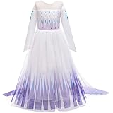Amazon アナと雪の女王2 エルサドレス 王冠付 手袋付 魔法棒付 女の子 ガールズ エルサワンピースドレス ロング 長袖 ホワイト 白 エルサコスチューム エルサ仮装 エルサ衣装 エルサ服 アナ雪2コスプレ エルサ アナ雪2コスチューム ハロウィンコスチューム キッズ