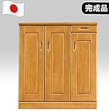 日本製 カントリー風 幅90cm ロータイプシューズボックス ナチュラル 完成品