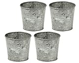 シルバーカラーブリキポット ラウンド3号用 プランター 105Φ×95Hmm 2766-C 4個セット
