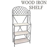 ディスプレイラック ウッド アイアン 4段棚 折りたたみ式 シャビーグレー 飾り棚 多目的ラック