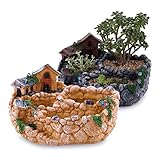T4U 23CM 田園風景スタイル 家&農場 多肉植物、サボテン鉢 フラワーポット DIYプランター容器 多彩 2個入り