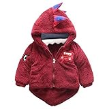 幼児のフード付きコート赤ちゃんガールズボーイズ帽子をかぶっている恐竜フード付きコートクロークジャケット厚手暖かい服 OVERMAL (110, 赤い色)