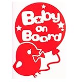 レッド（赤） Baby on board 蝶ネクタイひよこ ヒヨコ リボン 動物 赤ちゃん baby ステッカー 窓ガラス用シール ※吸盤・マグネットタイ...