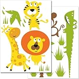 Wandkings wall stickers Colourful Jungle Animals Sticker Set - 28 stickers on 2 US letter sheets (ea