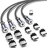 HYDOOD マグネット充電ケーブル 【9個端子+ 0.5M+0.5M+1M+1M】 充電ケーブル-マグネット USB-C充電ケーブル 磁石 360度回転 4本入り 充電コードType-C + Ligting + USB-B ケーブル For Pad Air/Pad Pro/For Phone 14 / 13 / 12 / 11 / SE/Pixel 片手操作 ブルーシルバー