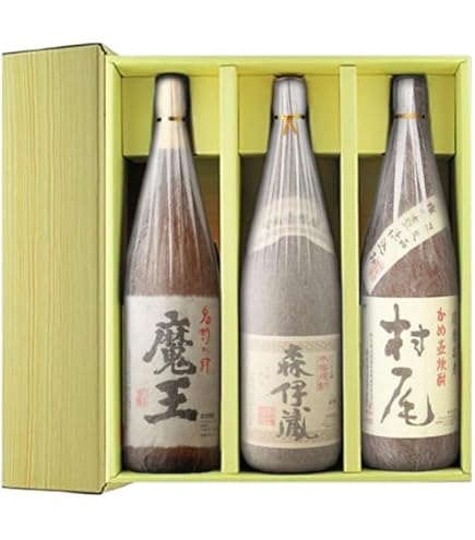 Amazon.co.jp: 森伊蔵・魔王・村尾《一升瓶 1800mlx3本セット 芋焼酎3M