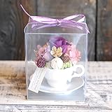 パラボッセ プリザーブドフラワー カプチーノ ゴールドリーフパープル クリアケース入 横幅10cmx10cmx高さ13cm preserved flowers