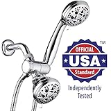 Aquadance 高圧力 3ウェイツインシャワーコンボ 2つの6セッティング 3.5インチ 別々もしくは同時にシャワー! 公式個別テスト済み 厳しいUS品質&パフォーマンス標準をクリア