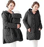 Sweet Mommy 抱っこ対応 ママコート マタニティ かるかわ キルティング 高機能ダッカー付き 大きいサイズ 丸みフード 日本製クリップ エルゴカバー ベビーカーカバー フットマフ 選べる 撥