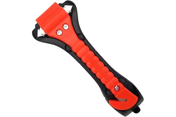 Fkstyle 【専用ホルダー付き・2-in-1】緊急脱出ハンマー T字型 ガラス割り シートベルトカッター 軽量設計 17.5cm 車載用 防災グッズ 水没・事故・災害対策 [並行輸入品]