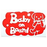 レッド（赤） 犬 ラブラドール 骨 Baby on board ベビーオンボード ステッカー 窓ガラス用シールタイプ 車 戌 干支 動物