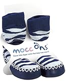 Mocc Onsモカシンスタイルスリッパソックス、Zebra Print カラー: ブルー