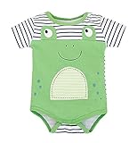 （ワボーズ） Waboats　ベビー夏の可愛いカエル 半袖ロンパース ストライプ　キッズ　綿 ベビーロンパース 半袖 カジュアル ベビーカバーオール 6月-2歳6月 95