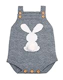 新生児 ベビー ガールズ ボーイズ ノースリーブ ロンパース ニットセーター ジャンプスーツ 冬の服 (70cm/0~6ヶ月, グレー)
