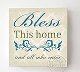 MuralMax – Bless This Home & All Who Enter Quote – ストレッチキャンバス壁アート – 結婚& Memorable記念ギフト – ユニークな壁装飾 30