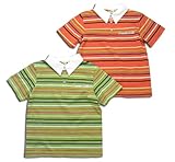 ニット半袖ポロシャツ（濠Du）オレンジ 110cm(右)