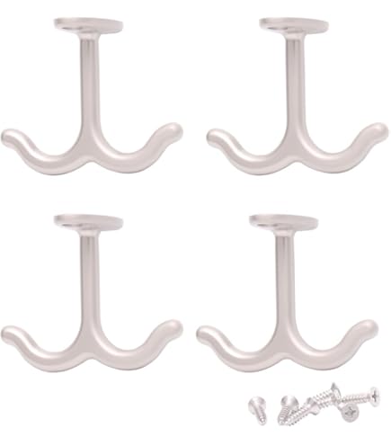6-Pack Zinc Alloy Double Hook Ceiling Hooks - Space Saving Storage Solution