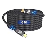 KMMXXCPM ロングUSB - USB 20フィートケーブル Thunderbolt 3、USB C 3.1 Gen 1ケーブル 10Gbpsデータ転送、4K@60Hz/2K@120Hzビデオ出力モニターコード、Type-Cナイロン編組PD3.0 100W高速充電。