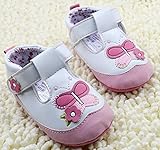 （セ・ミニョン）C'est mignon　ベビーシューズ　ファーストシューズ　マジックテープ　ストラップ　ホワイト　蝶々 (12cm)