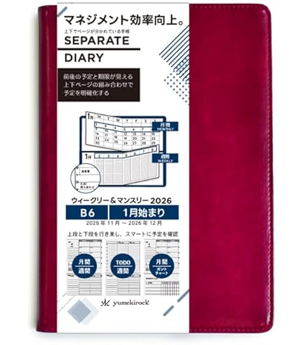 Amazon.co.jp: セパレートダイアリー 手帳 4月始まり 2025 A5 デイリー