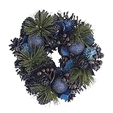 彩か SAIKA リース S 青 ブルー インテリア 玄関飾り エレガンス CXO-114Sb Pine needle & Ball Wreath S Blue