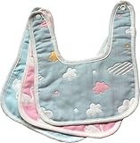 KRODLO ベビー　ビブ　６重　柔らかい 便利360°回転可 よだれかけ 防水 肌に優しい 綿 お洒落 可愛い 出産祝い 保育園用 家用 3枚セット (3枚（半円）)