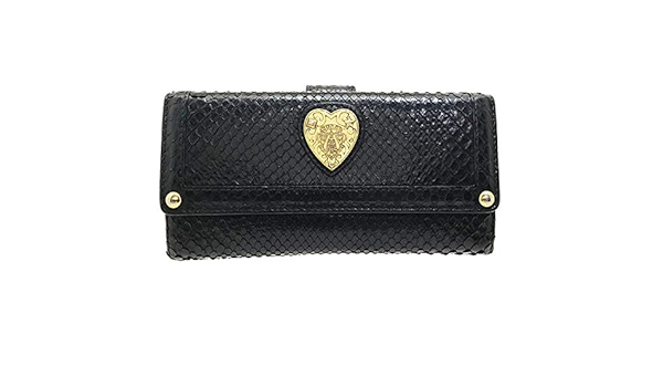 Amazon グッチ 長財布 ハート クレスト Wホック長財布 パイソン ブラック 黒 8566 Gucci レザー 革 エンブレム 紋章 二つ折り長財布 両開き長財布 財布 ロングウォレット ウォレット サイフ 箱付き 財布