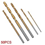 XCSOURCE　50pcs　チタンコーティング　HSSツイストドリルビットセット　1/1.5/2/2.5/3mm　木材/プラスチック/シート/メタルパワーツール用　BI240
