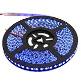 XKTTSUEERCRR 16.4ft/5M, Black PCB 3528 SMD 600LED, Blue Color, Waterproof(IP65) Flexible Strip Light