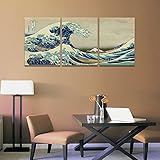 CrmaOArt - 3パネル海のウォールアート - 巨大な波のボートセーリング - キャンバスアートホームデコレーション - 30x40cm