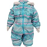 ガールズベビースキーウェア[Blue Mart(ブルーマート)]女の子|女児|子供|赤ちゃん用ノルディック柄ジャンプスーツ|スノーコンビ雪遊び 80cm サックス