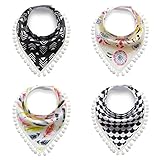 ｙｕｚｕｙｕ　ベビー　スタイ　４枚セット　サイズ調節可能　コットン100％　よだれかけ　　 (スタンダード, 3.モノトーン×カラフルＡ)