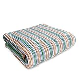 SonnenStrick 100% Organic Cotton Knitted Baby Blanket (Striped) Made in Germany (Green Striped) by S
