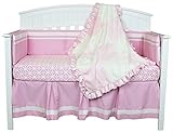 Audrey Pink and White Lattice 4 Piece Baby Crib Bedding Set by Cocalo by Cocalo