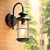 Wall Lamp - Glass/Metal European Style Retro Outdoor Waterproof Garden Balcony Villa LED Wall Lamp E27 1 Garden Outdoor Corridor (28x41cm) Fine Carving Pattern