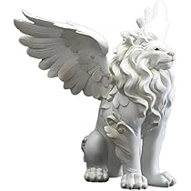Amazon.co.jp: tonntyann 翼 ライオン像 置物 動物の飾り 彫刻風