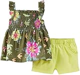 Carter's Baby Girls' 2 Piece Short Set (Baby) - Olive - 9 Months [並行輸入品]